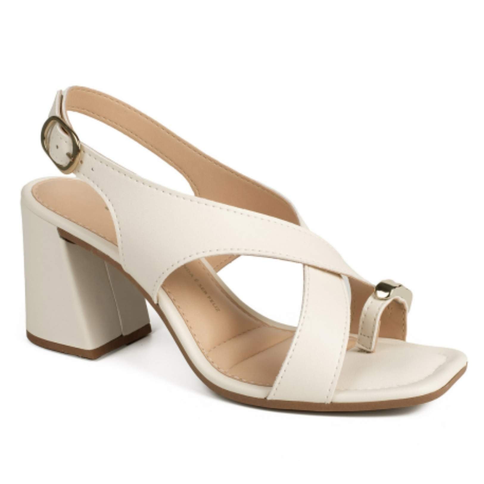 Sandália Feminina Salto Bloco Cream Dakota Y9152-0004