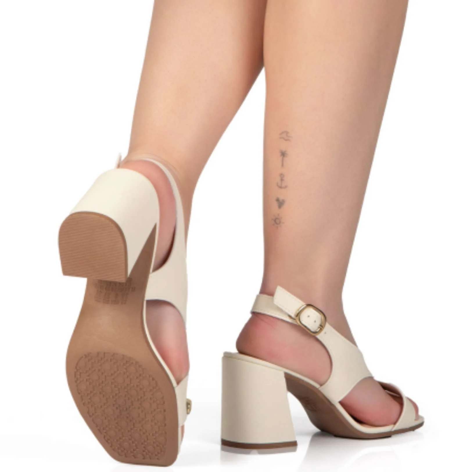 Sandália Feminina Salto Bloco Cream Dakota Y9152-0004 Branco 3