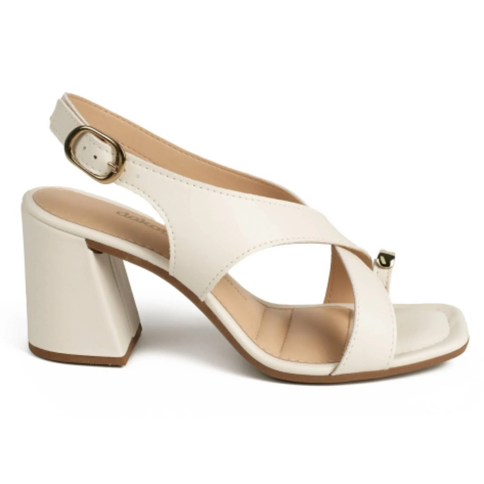 Sandália Feminina Salto Bloco Cream Dakota Y9152-0004 Branco 4