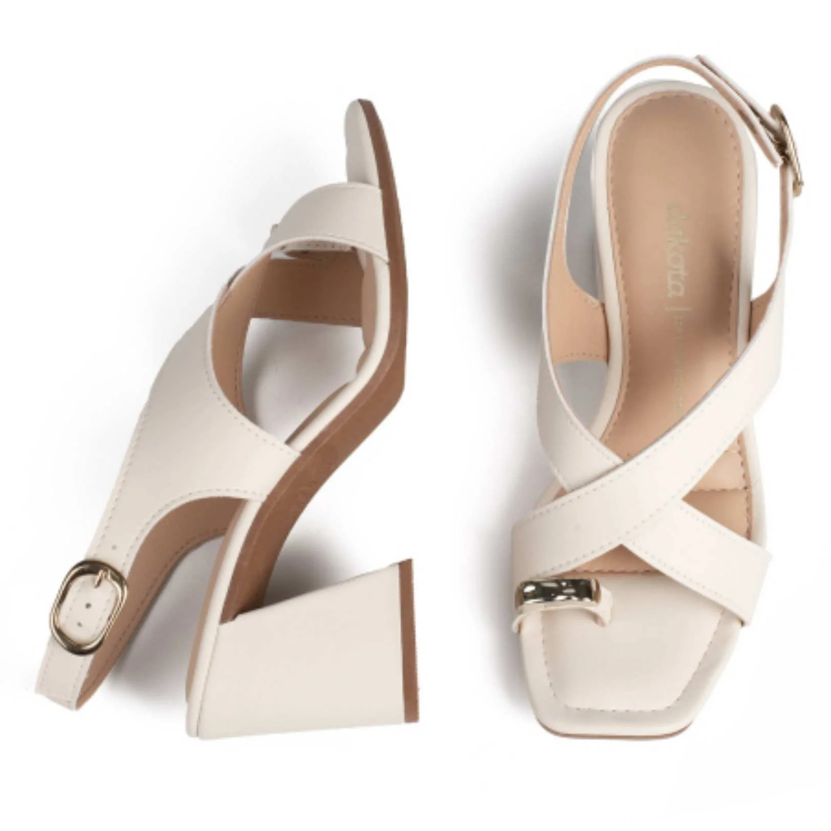 Sandália Feminina Salto Bloco Cream Dakota Y9152-0004 Branco 5