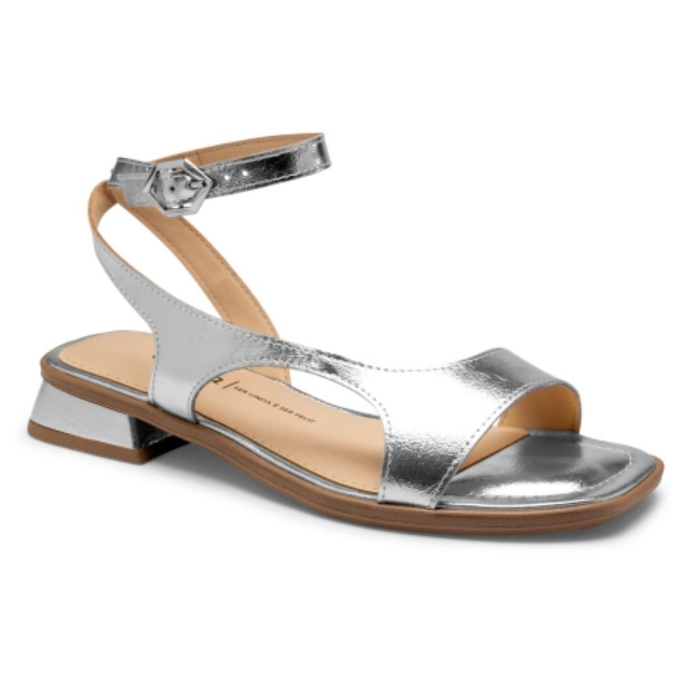 Sandália Feminina Salto Bloco Prata Dakota Y8873-0005