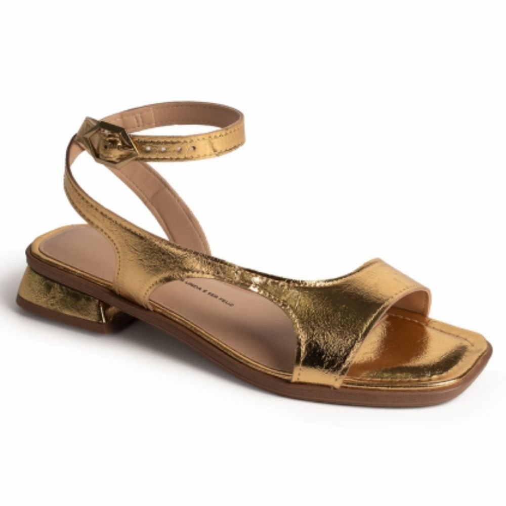 Sandália Feminina Salto Bloco Ouro Dakota Y8873-0004