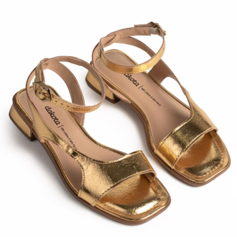 Sandália Feminina Salto Bloco Ouro Dakota Y8873-0004 Dourado 4