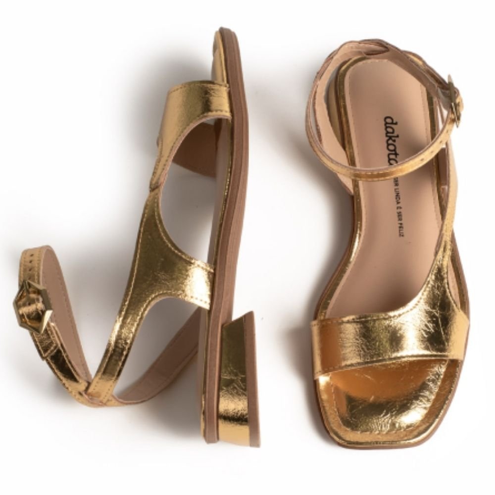Sandália Feminina Salto Bloco Ouro Dakota Y8873-0004 Dourado 3