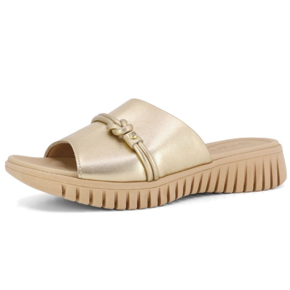 Tamanco Feminino Couro Ouro Light Usaflex UD11008 Dourado 2