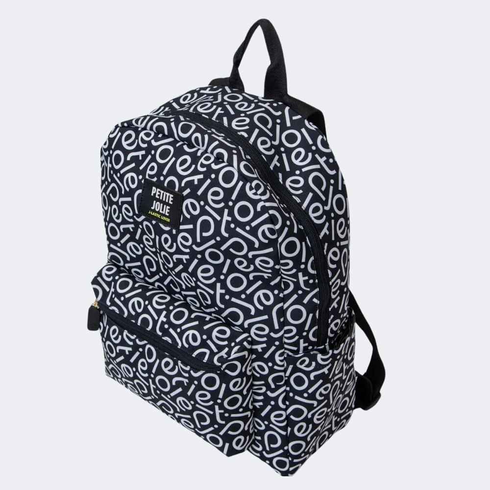 Mochila Feminina Teen Logo PJ Preto Branco Petite Jolie PJ11055II Preto/Branco 3