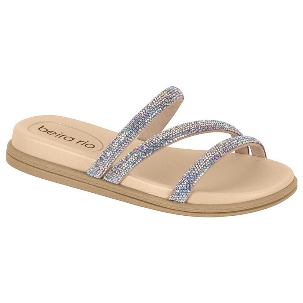 Chinelo Flatform Brilho Aurora Boreal Creme Beira Rio 8488.108