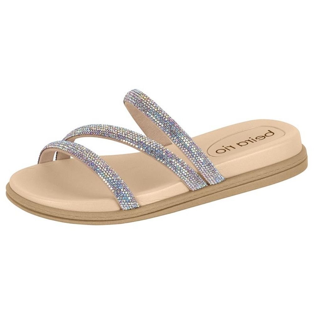 Chinelo Flatform Brilho Aurora Boreal Creme Beira Rio 8488.108 Prata 2