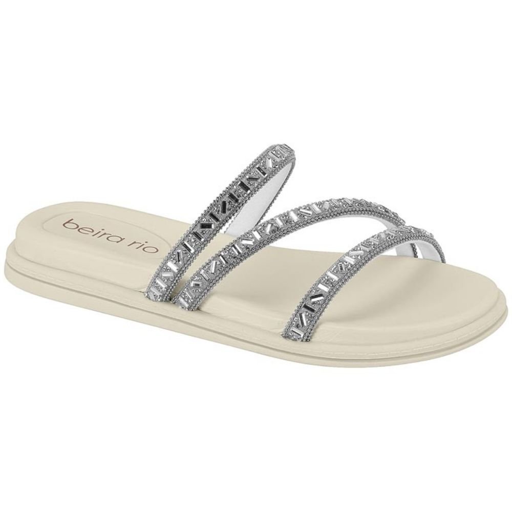 Chinelo Flatform Brilho Branco Cristal Beira Rio 8488.108