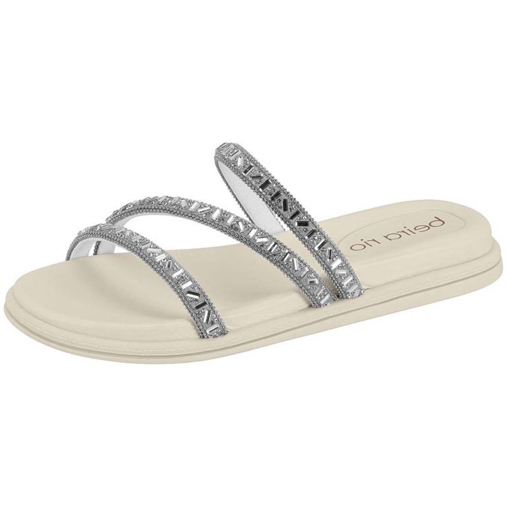 Chinelo Flatform Brilho Branco Cristal Beira Rio 8488.108 Prata 2
