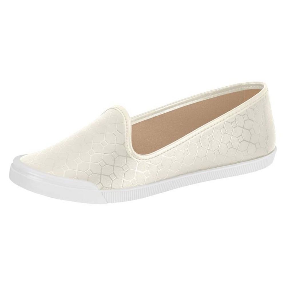 Sapatilha Feminina Slipper Nissi Branco Off Moleca 5109.712 Dourado 2