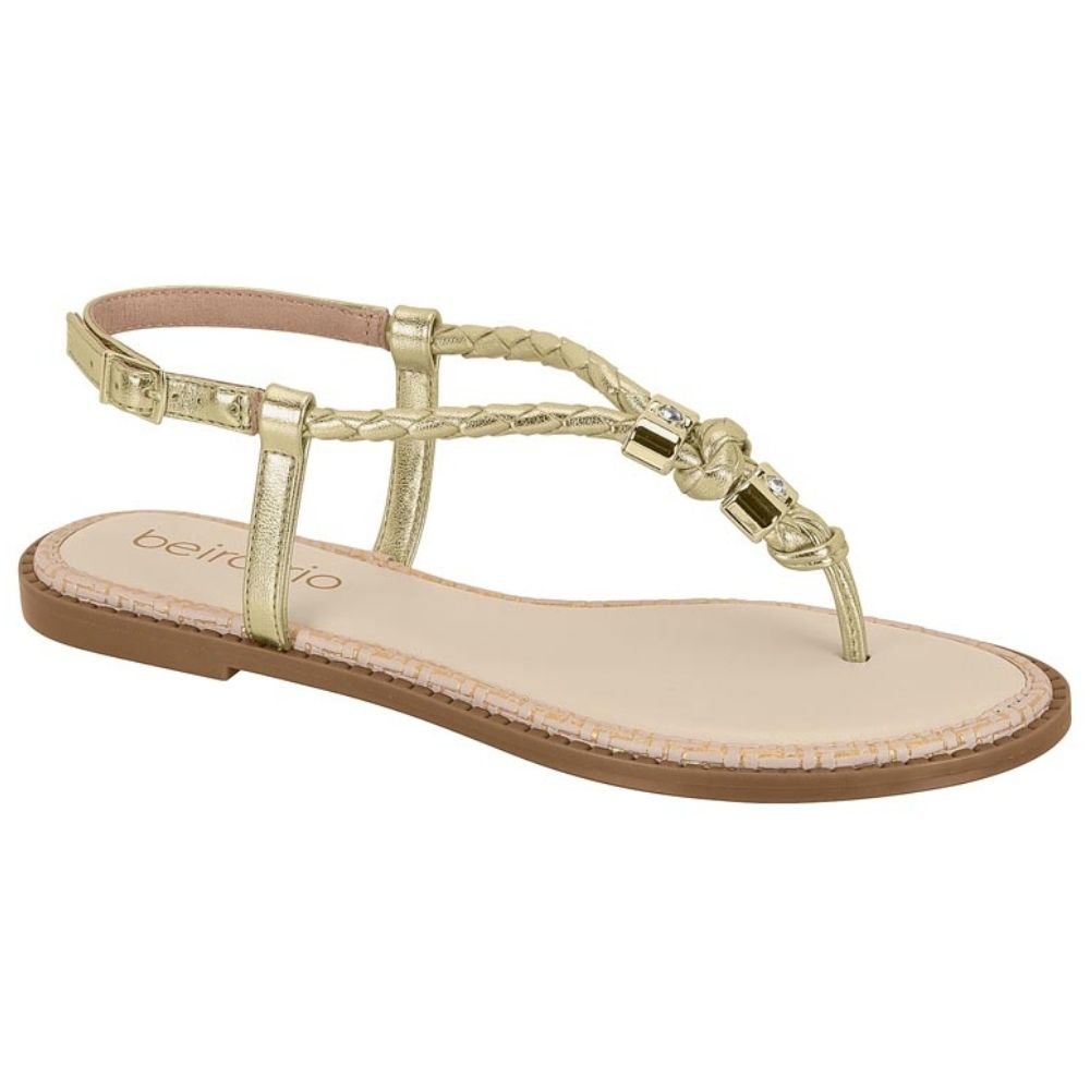 Sandália Rasteira Feminina Dourado Beira Rio 8472.414