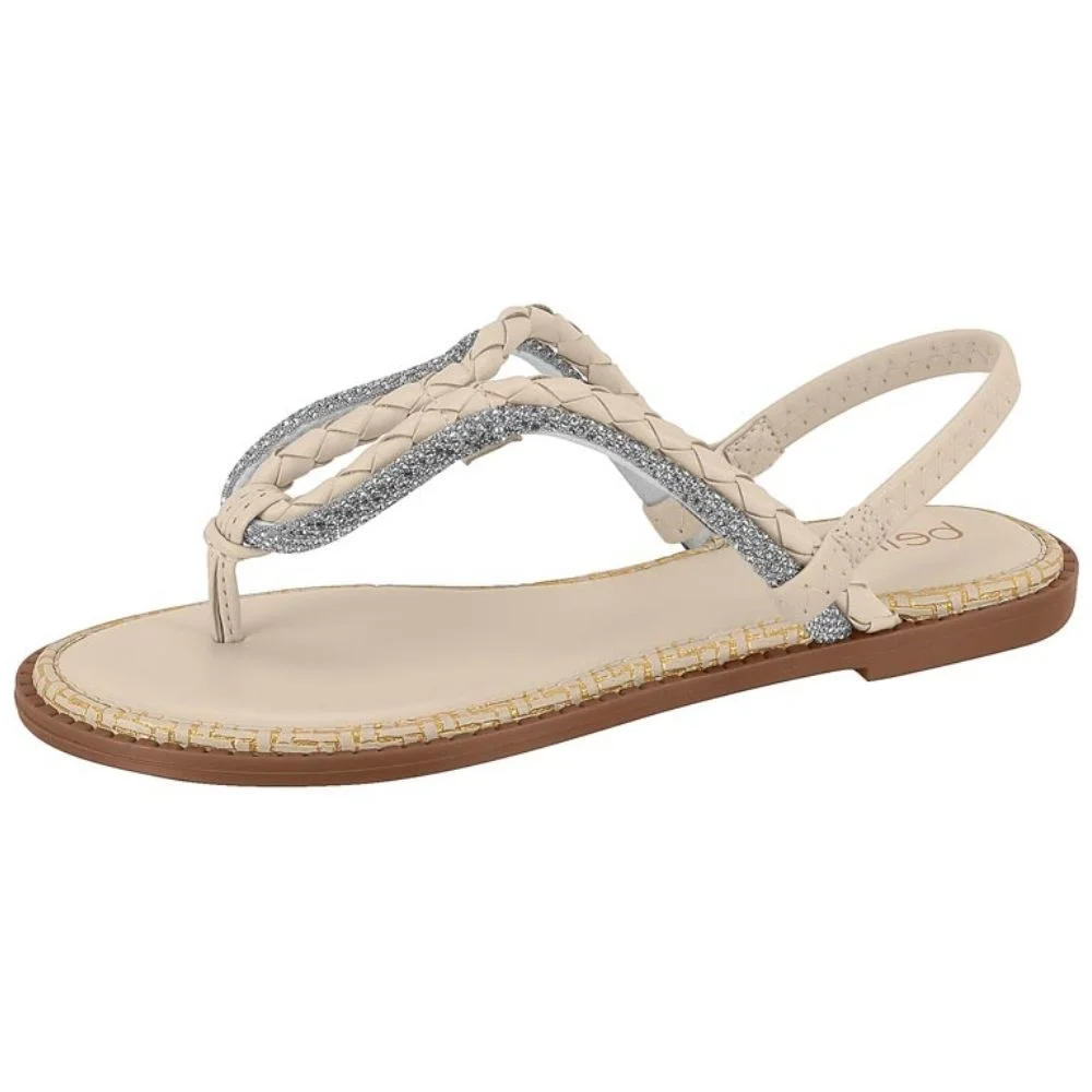 Sandália Rasteira Feminina Creme Cristal Beira Rio 8472.418 Bege 2
