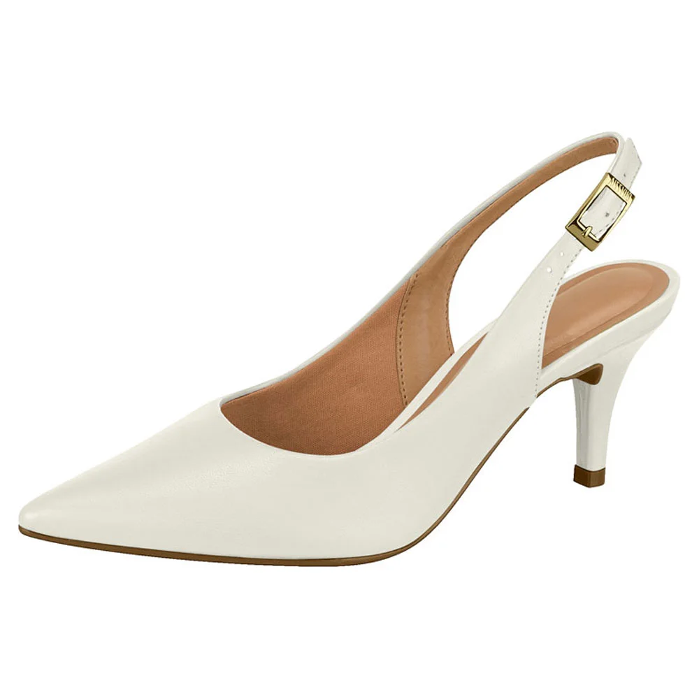 Scarpin Feminino Slingback Pelica Branco Off Vizzano 1185.700 Branco 2