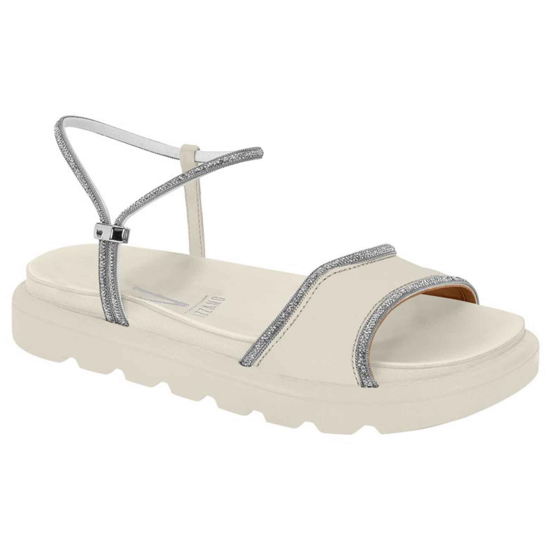Sandália Papete Feminina Branco Off Cristal Vizzano 6459.136
