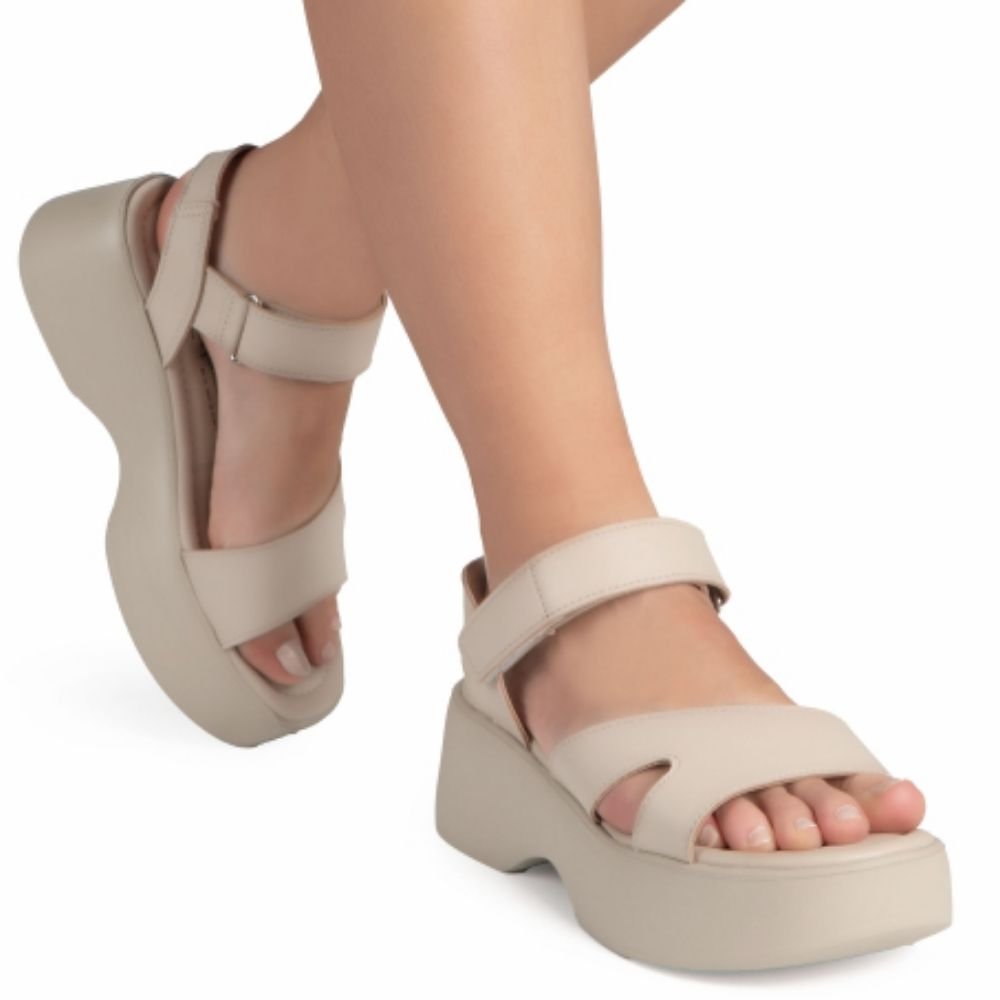 Sandália Feminina Anabela Machiato Dakota Y9692-0003 Creme 2