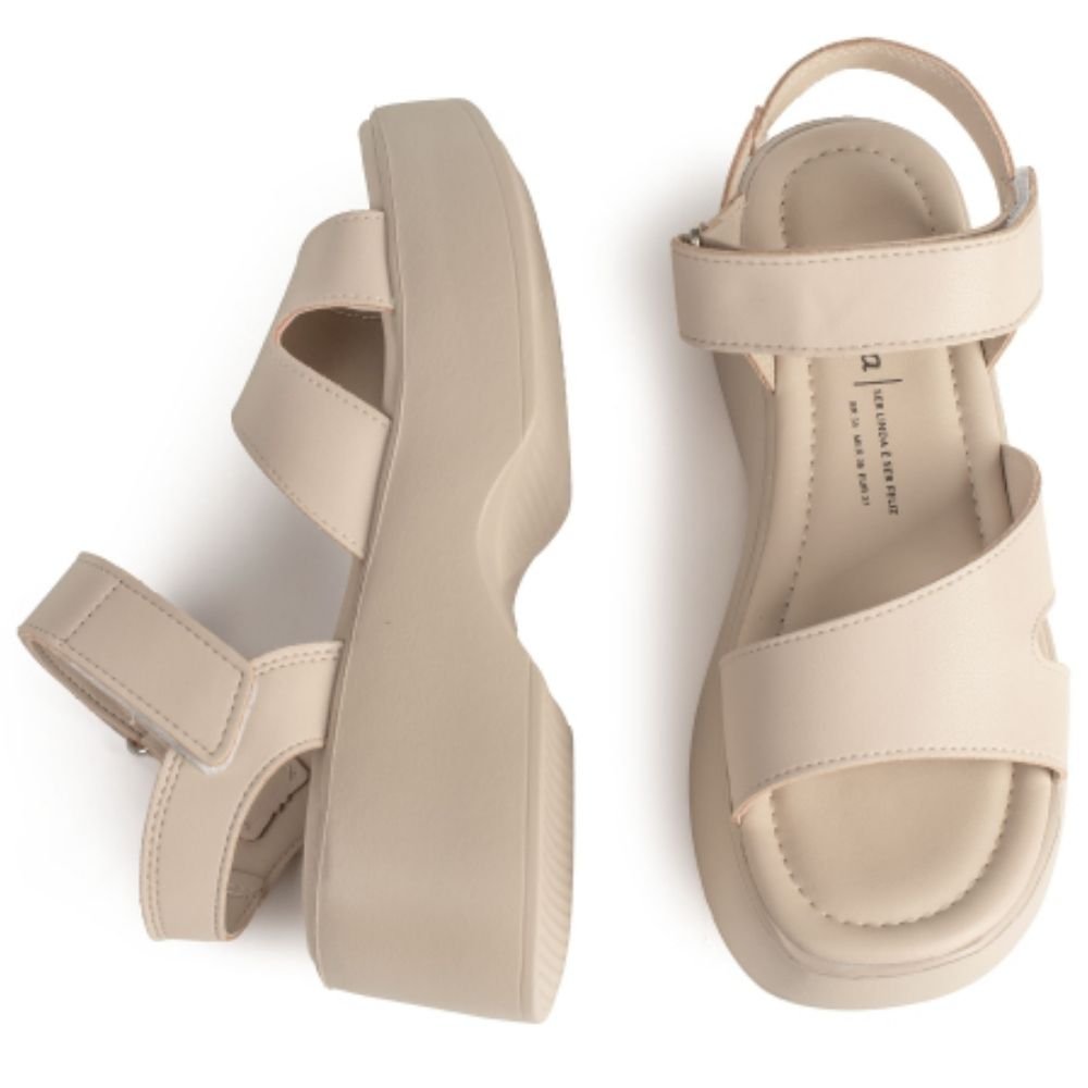 Sandália Feminina Anabela Machiato Dakota Y9692-0003 Creme 4