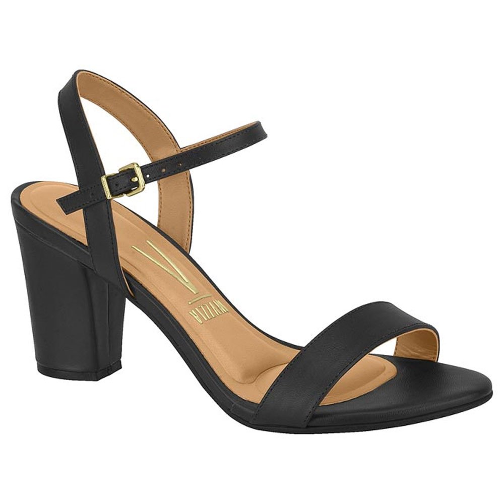 Sandália Feminina Salto Quadrado Pelica Preto Vizzano 6262.474