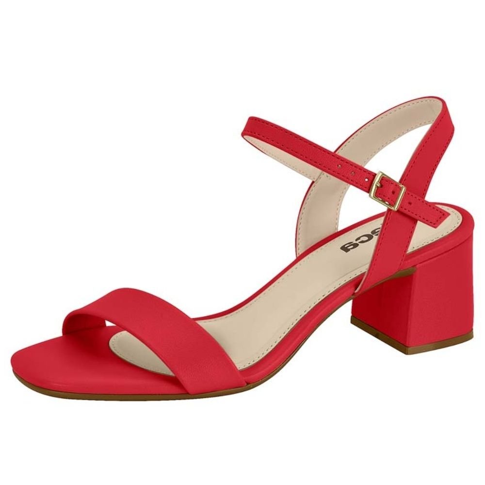 Sandália Feminina Salto Bloco Vermelho Moleca 5496.101 Vermelho 2