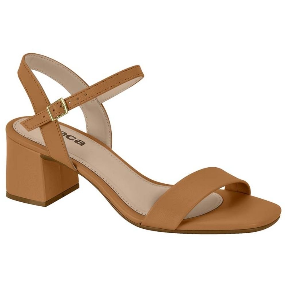 Sandália Feminina Salto Bloco Camel Moleca 5496.101