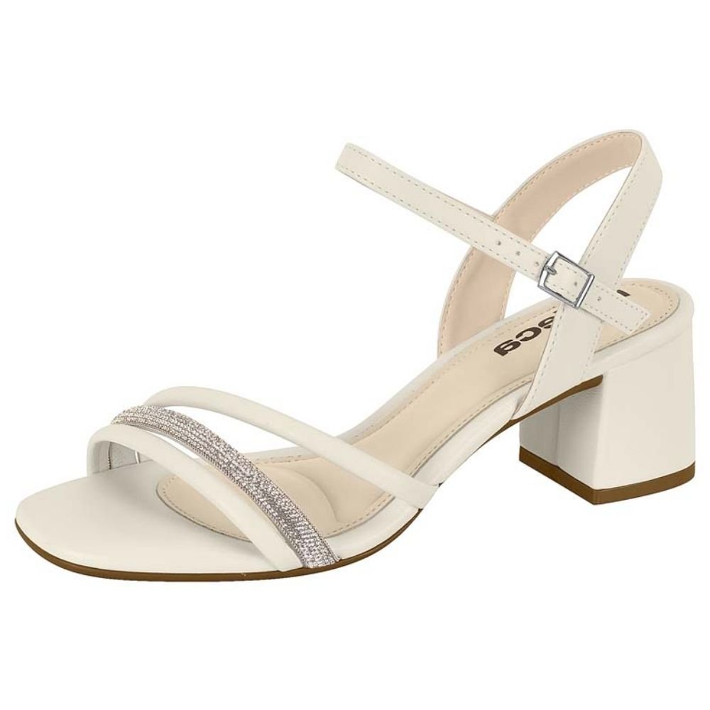 Sandália Feminina Salto Bloco Branco Off Cristal Moleca 5496.113 Branco 2