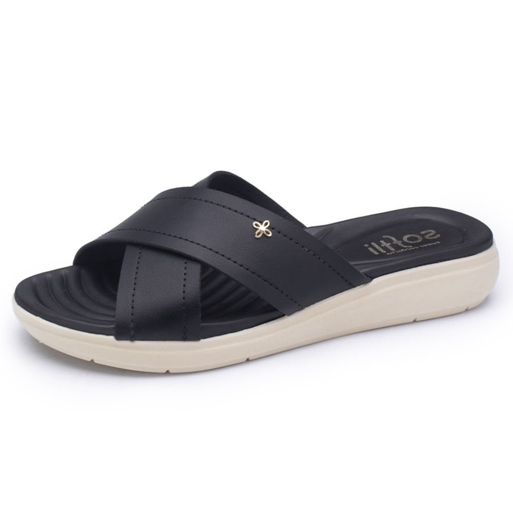 Chinelo Feminino Flatform Slide Preto Softli 10500.10503 Preto 2