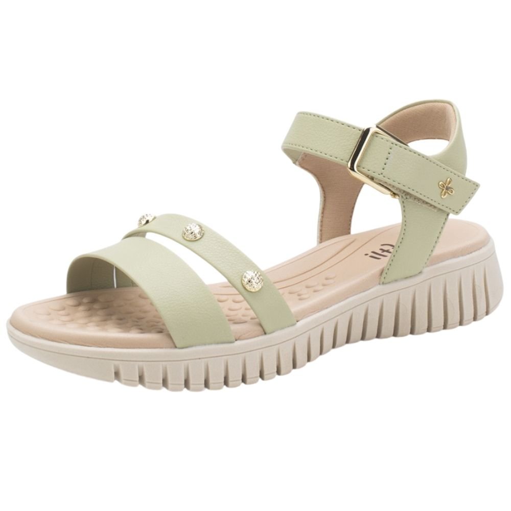 Sandália Feminina Papete Flatform Pistache Softli 10027.10306 Verde 2