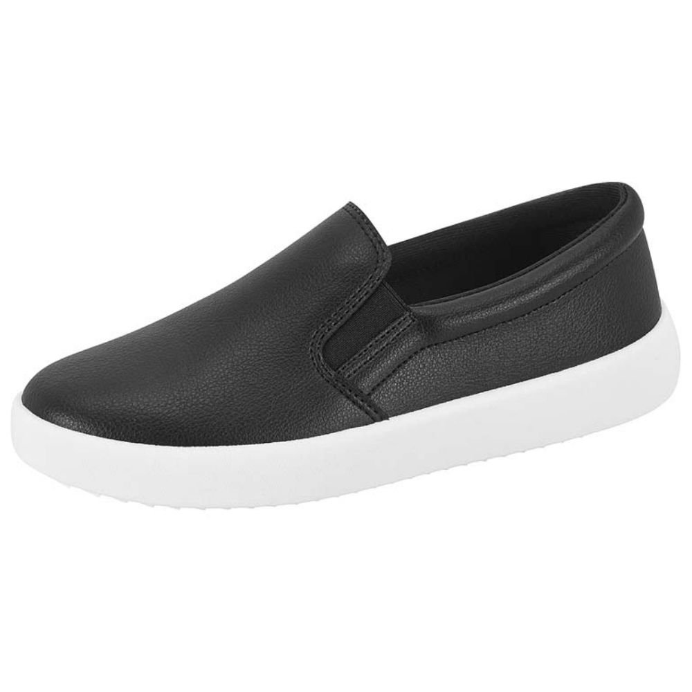 Tênis Feminino Slip On Flatform Preto Branco Moleca 5830.100 Preto 2