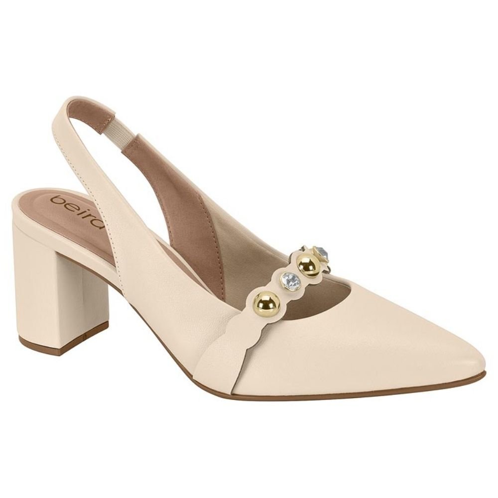 Scarpin Feminino Slingback Creme Beira Rio 4241.235
