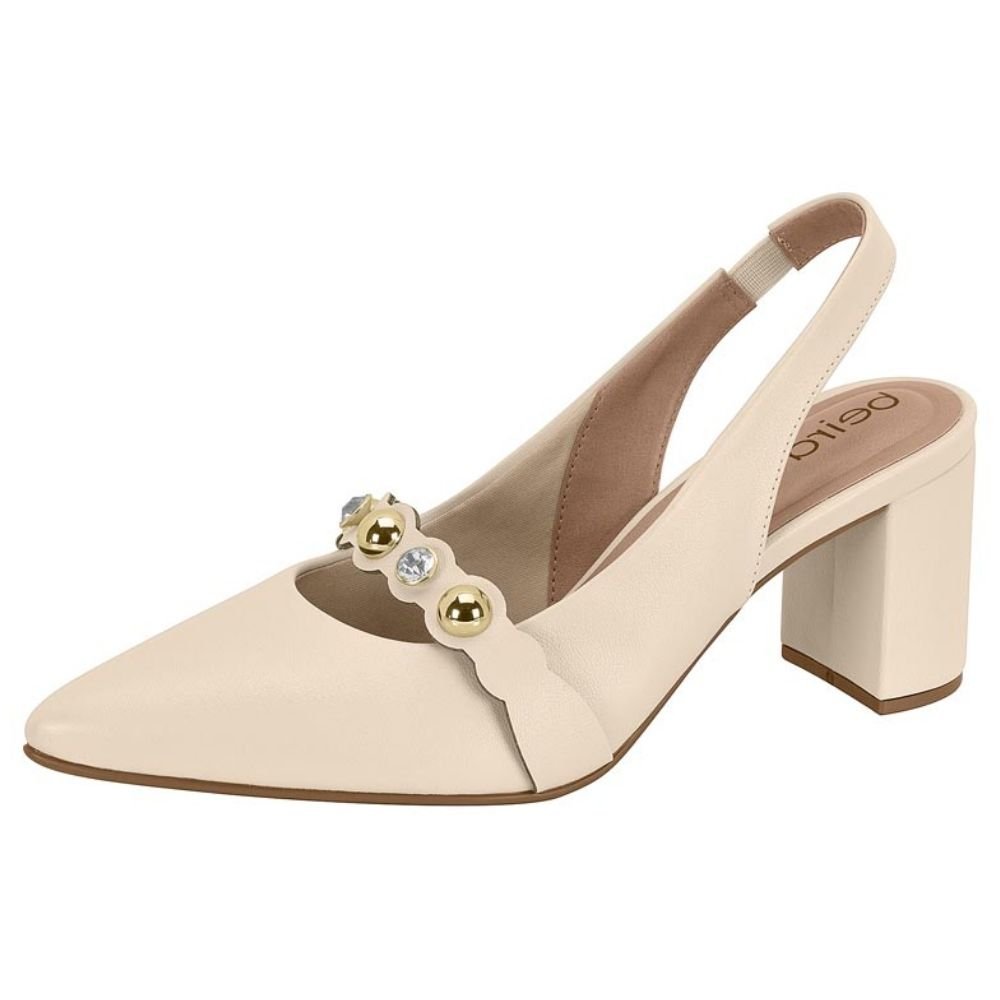 Scarpin Feminino Slingback Creme Beira Rio 4241.235 Creme 2