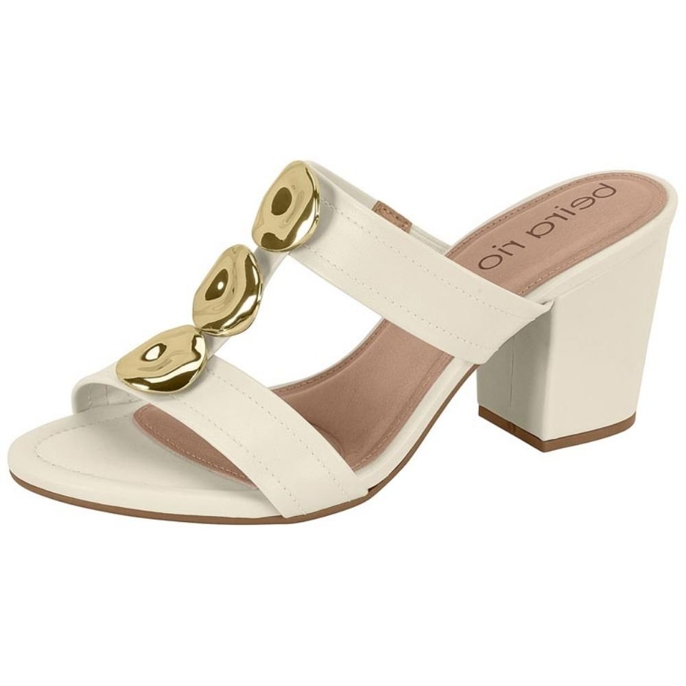 Tamanco Feminino Salto Bloco Branco Off Beira Rio 8280.691 Branco 2