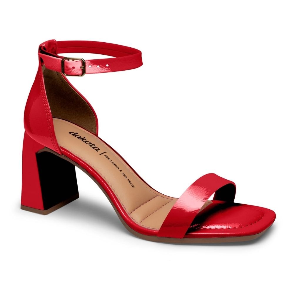Sandália Feminina Salto Bloco Vermelho Dakota Y9503-0006