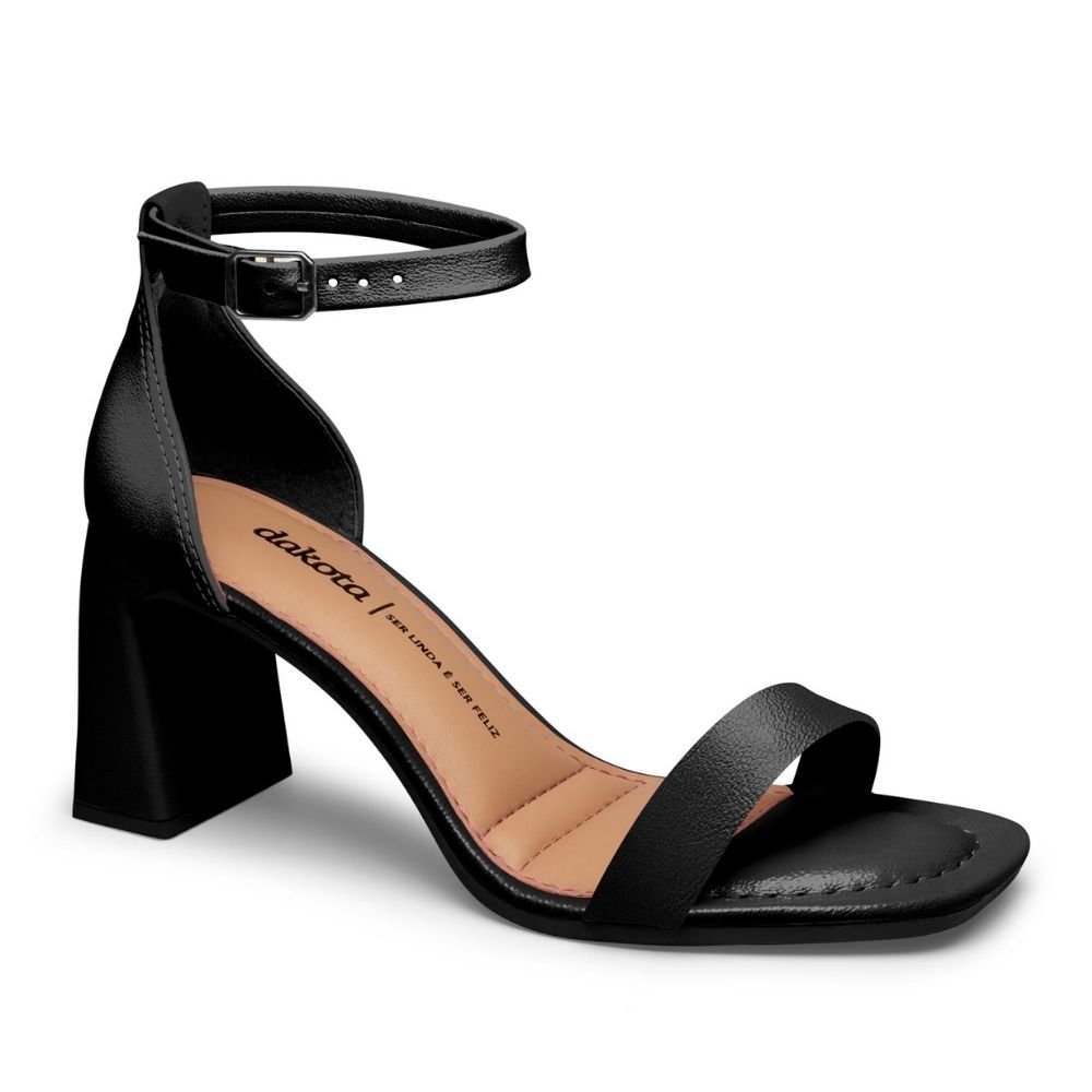 Sandália Feminina Salto Bloco Preto Dakota Y9503-0009