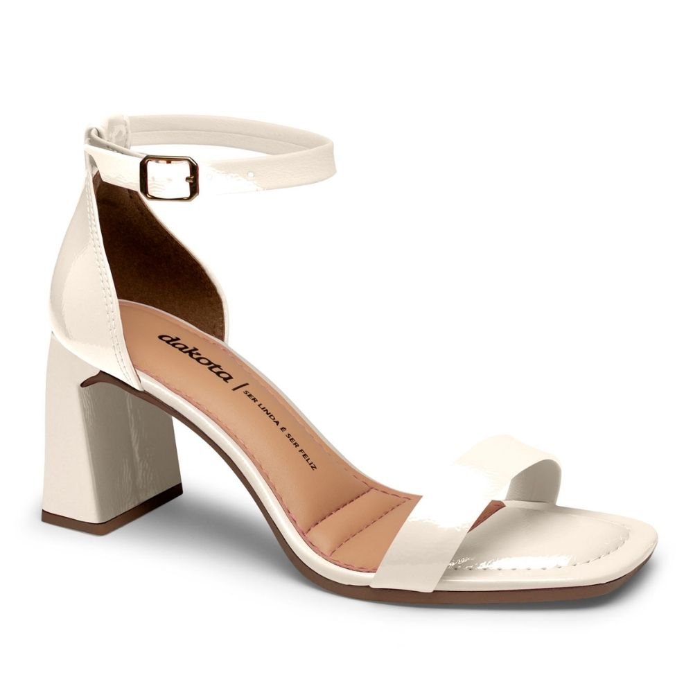 Sandália Feminina Salto Bloco Cream Dakota Y9503-0004