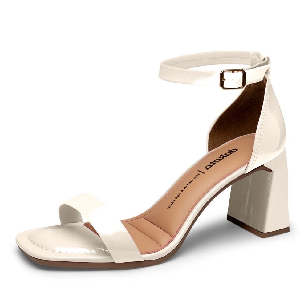 Sandália Feminina Salto Bloco Cream Dakota Y9503-0004 Branco 2