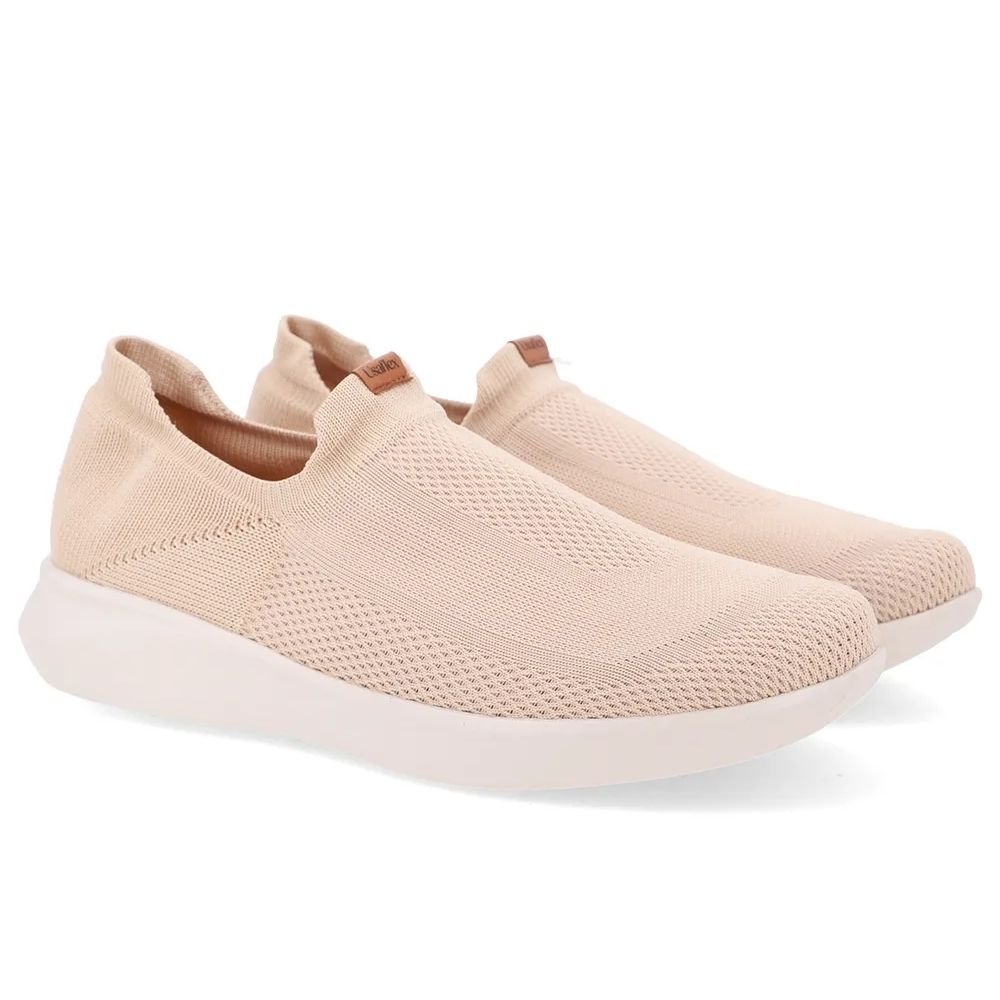 Tênis Casual Feminino Tricot Blush Usaflex UD03005 Bege 3