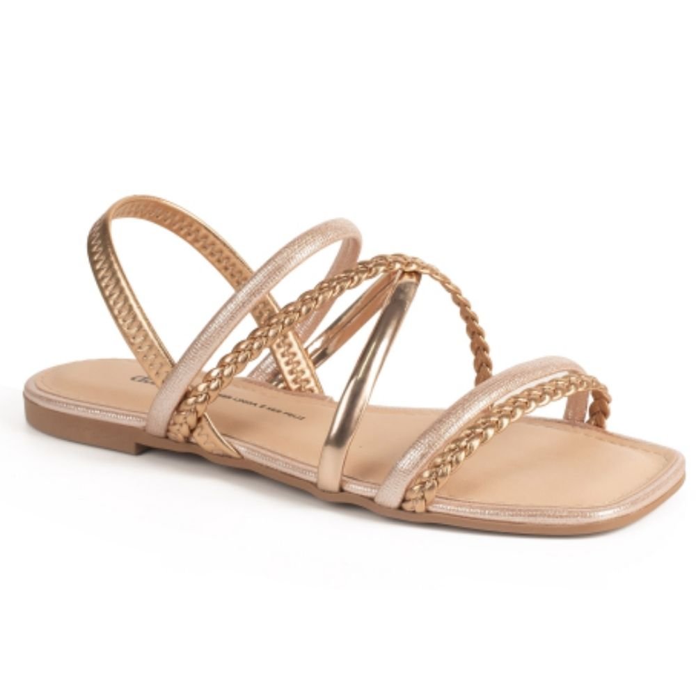 Sandália Rasteira Feminina Rose Metal Dakota Y9352-0002