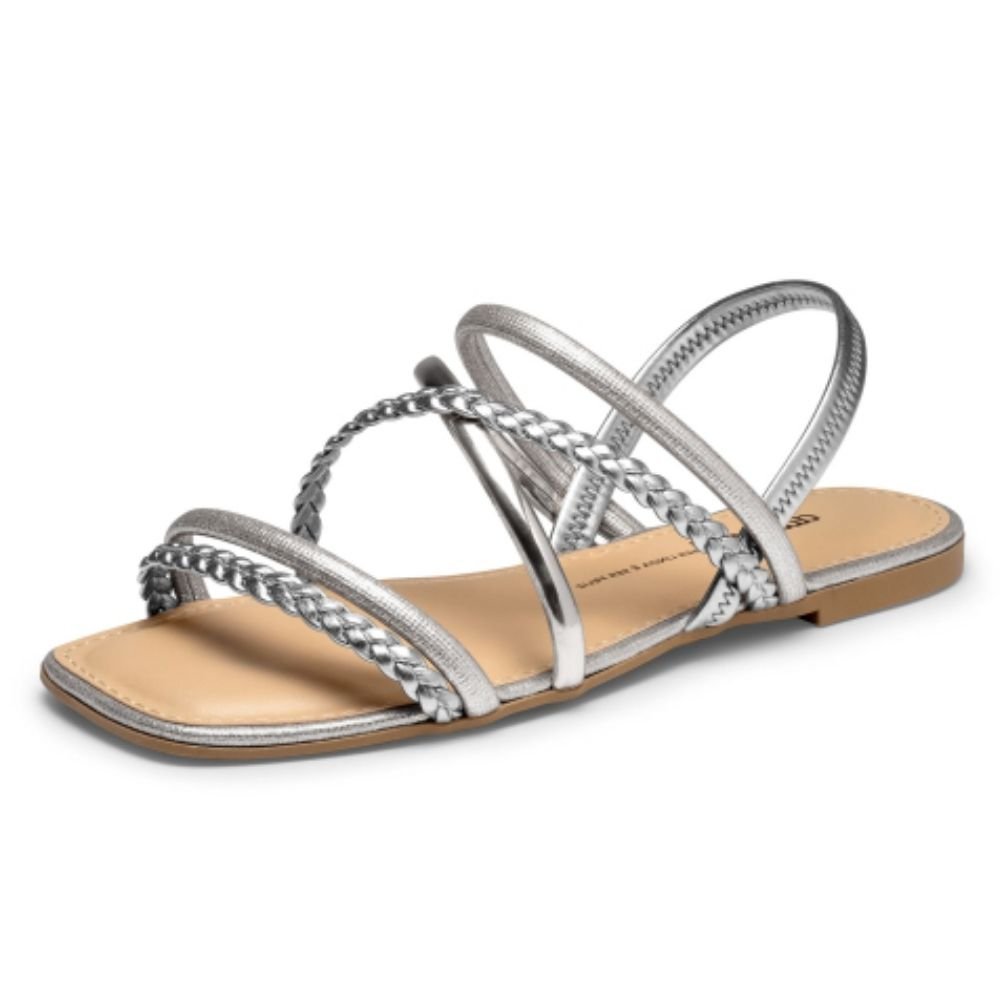 Sandália Rasteira Feminina Prata Metal Dakota Y9352-0001 Prata 2