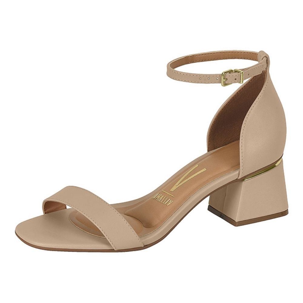 Sandália Feminina Salto Bloco Bege Vizzano 6428.104 Bege 2