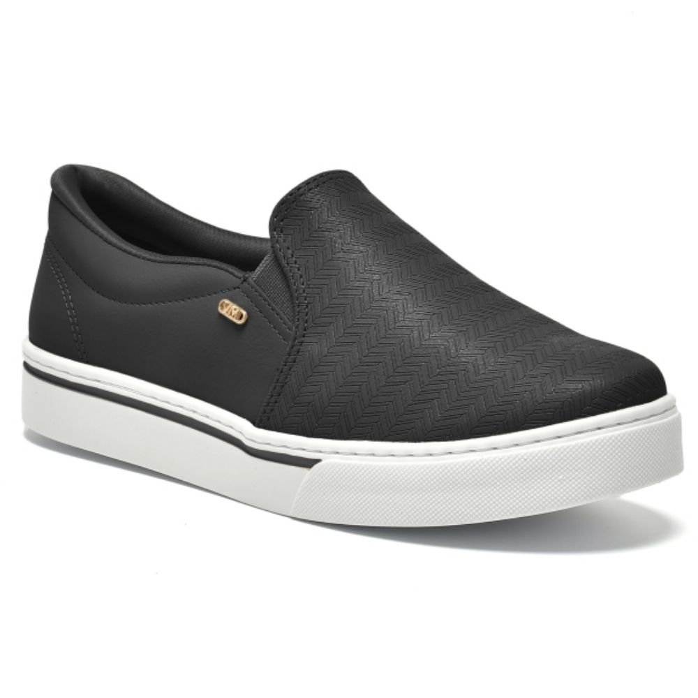 Tênis Feminino Slip On Napa Tricot Preto Via Marte 016-023-01