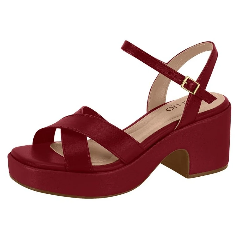 Sandália Feminina Anabela Cherry Beira Rio 8517.106 Vermelho 2