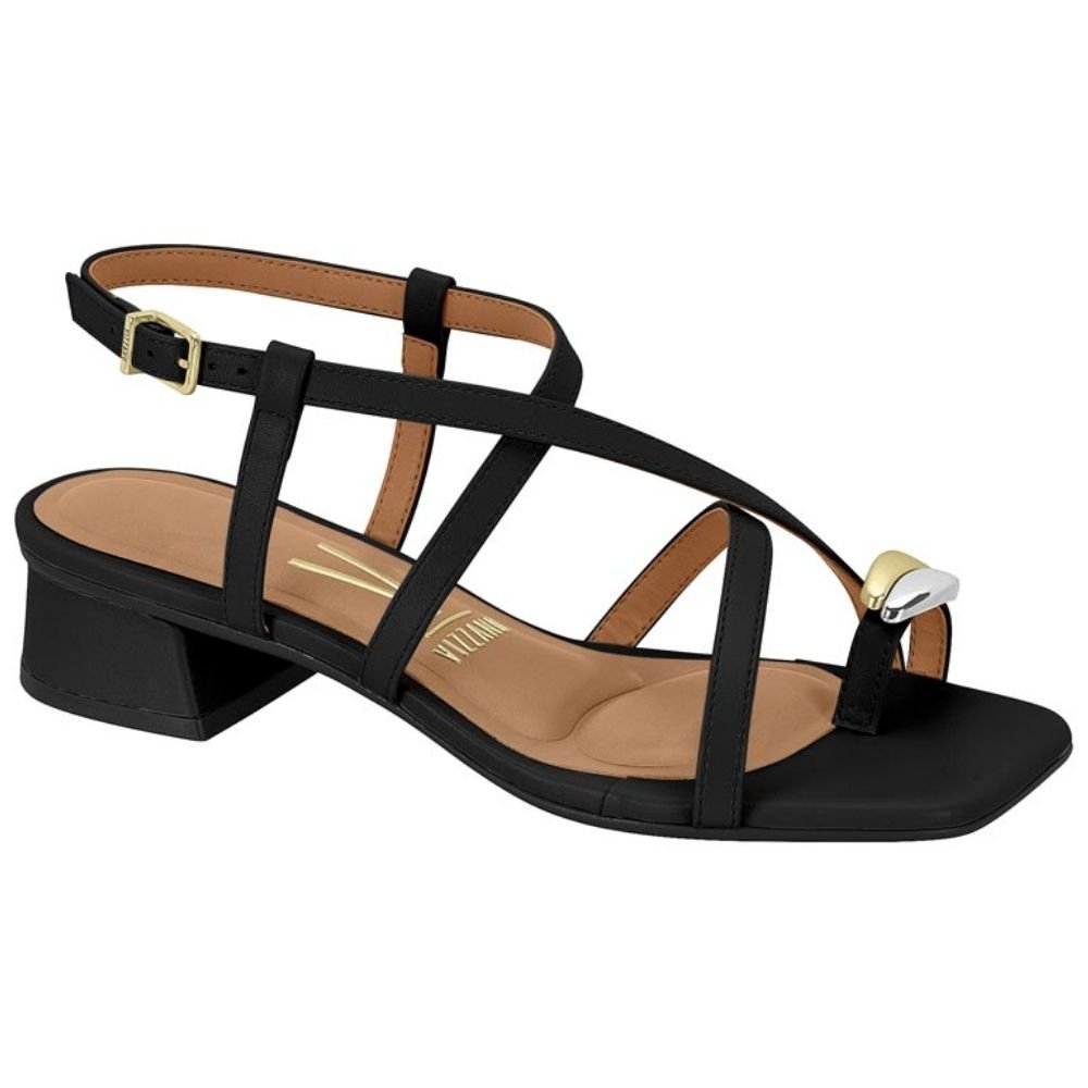 Sandália Feminina Salto Bloco Preto Vizzano 6454.123
