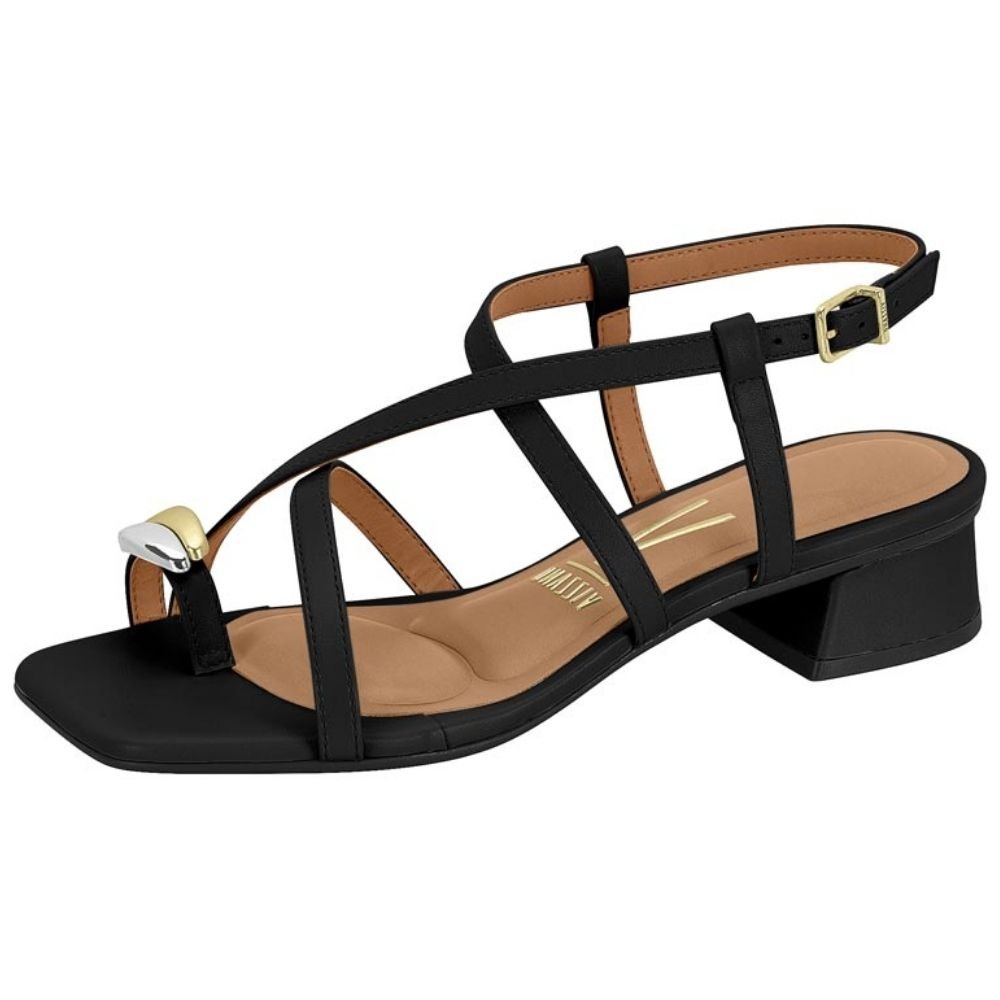 Sandália Feminina Salto Bloco Preto Vizzano 6454.123 Preto 2