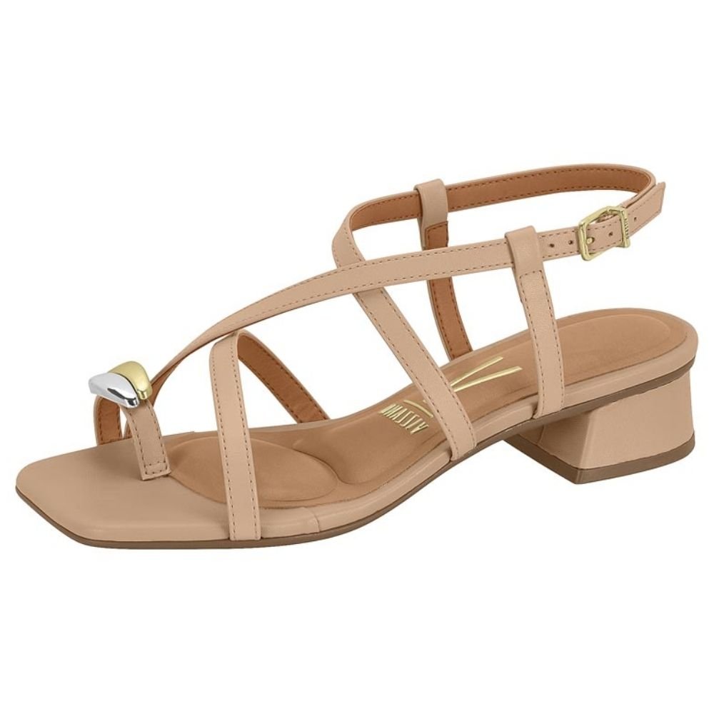 Sandália Feminina Salto Bloco Bege Vizzano 6454.123 Bege 2
