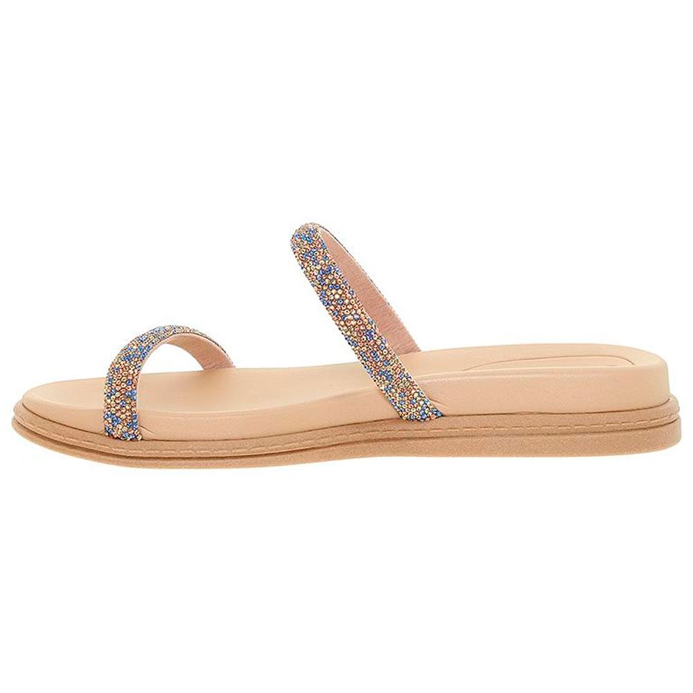 Chinelo Flatform Brilho Azul Verde Ouro Rosado Beira Rio 8488.105 Bege 2