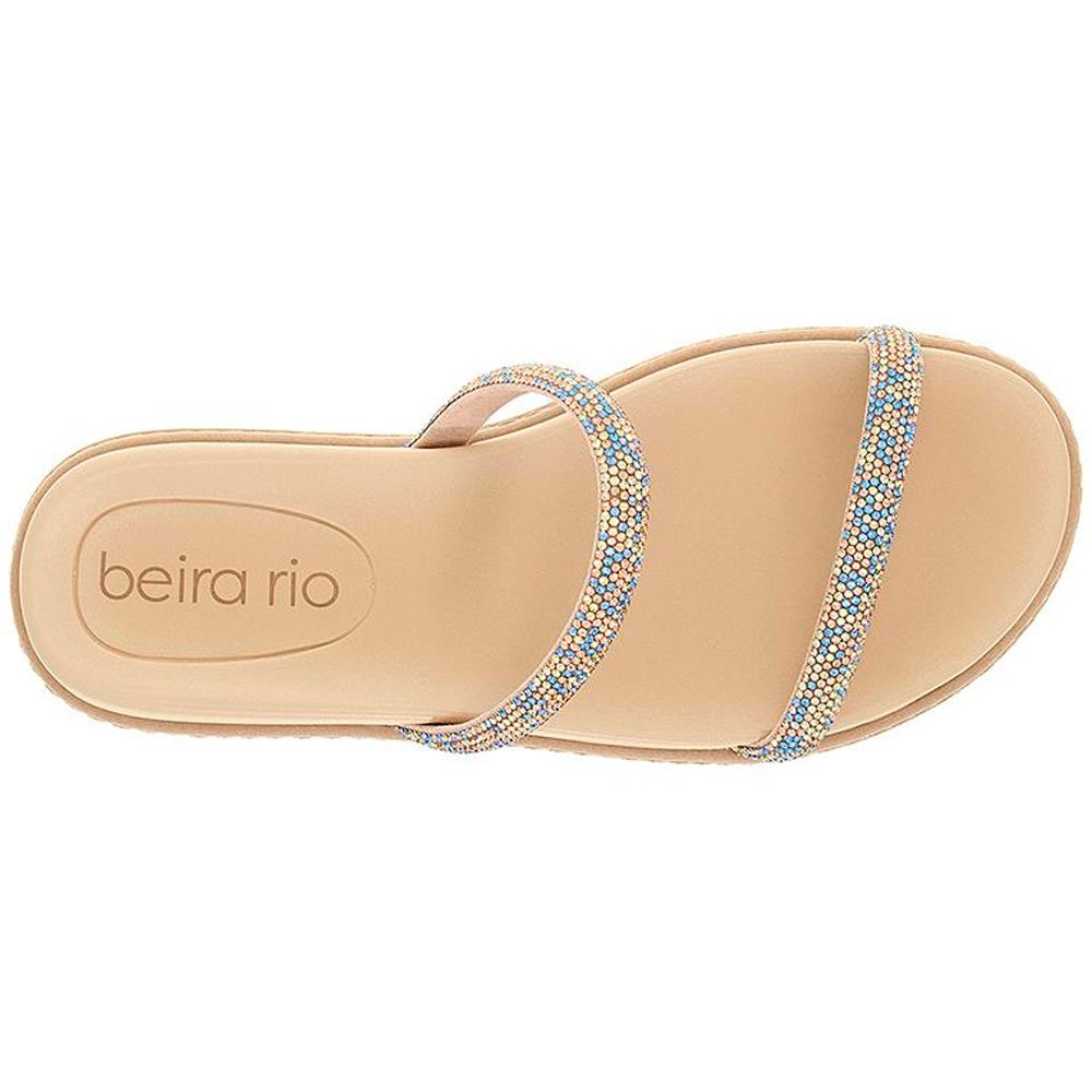 Chinelo Flatform Brilho Azul Verde Ouro Rosado Beira Rio 8488.105 Bege 3