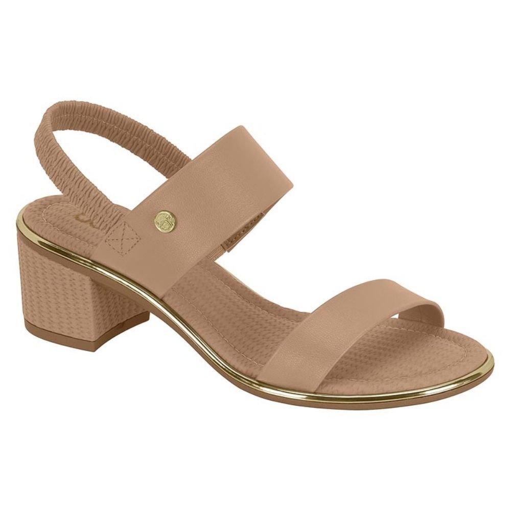 Sandália Feminina Salto Bloco Tramado Nude Beira Rio 8379.221