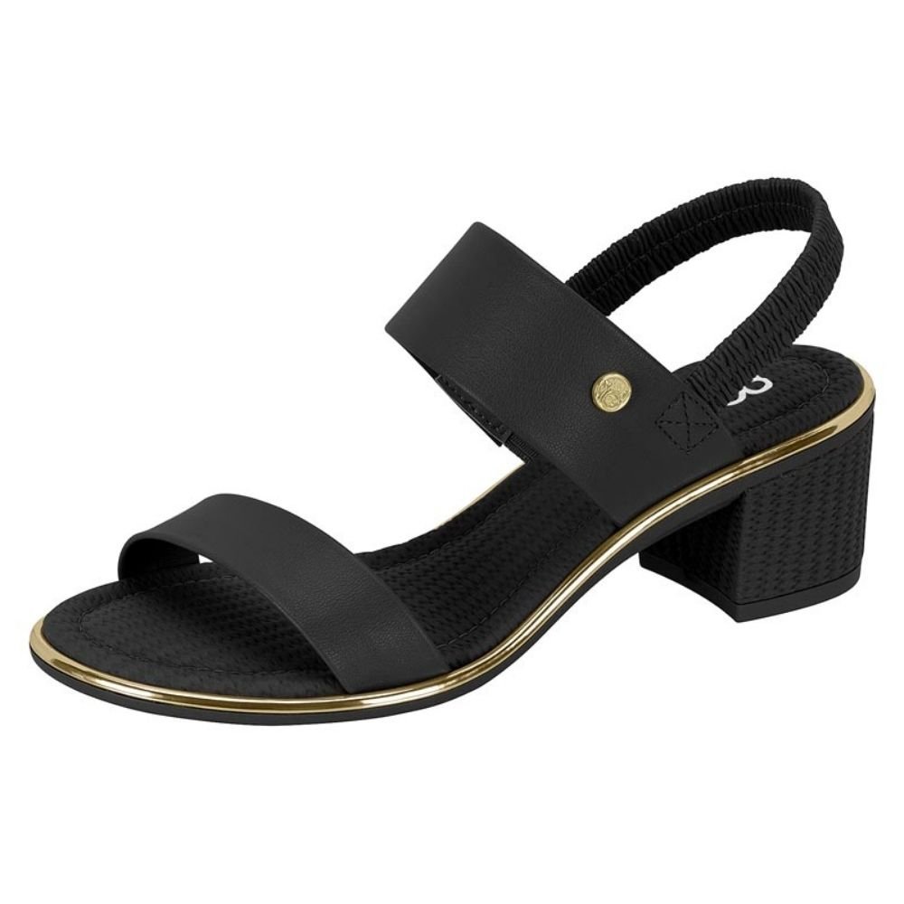 Sandália Feminina Salto Bloco Tramado Preto Beira Rio 8379.221