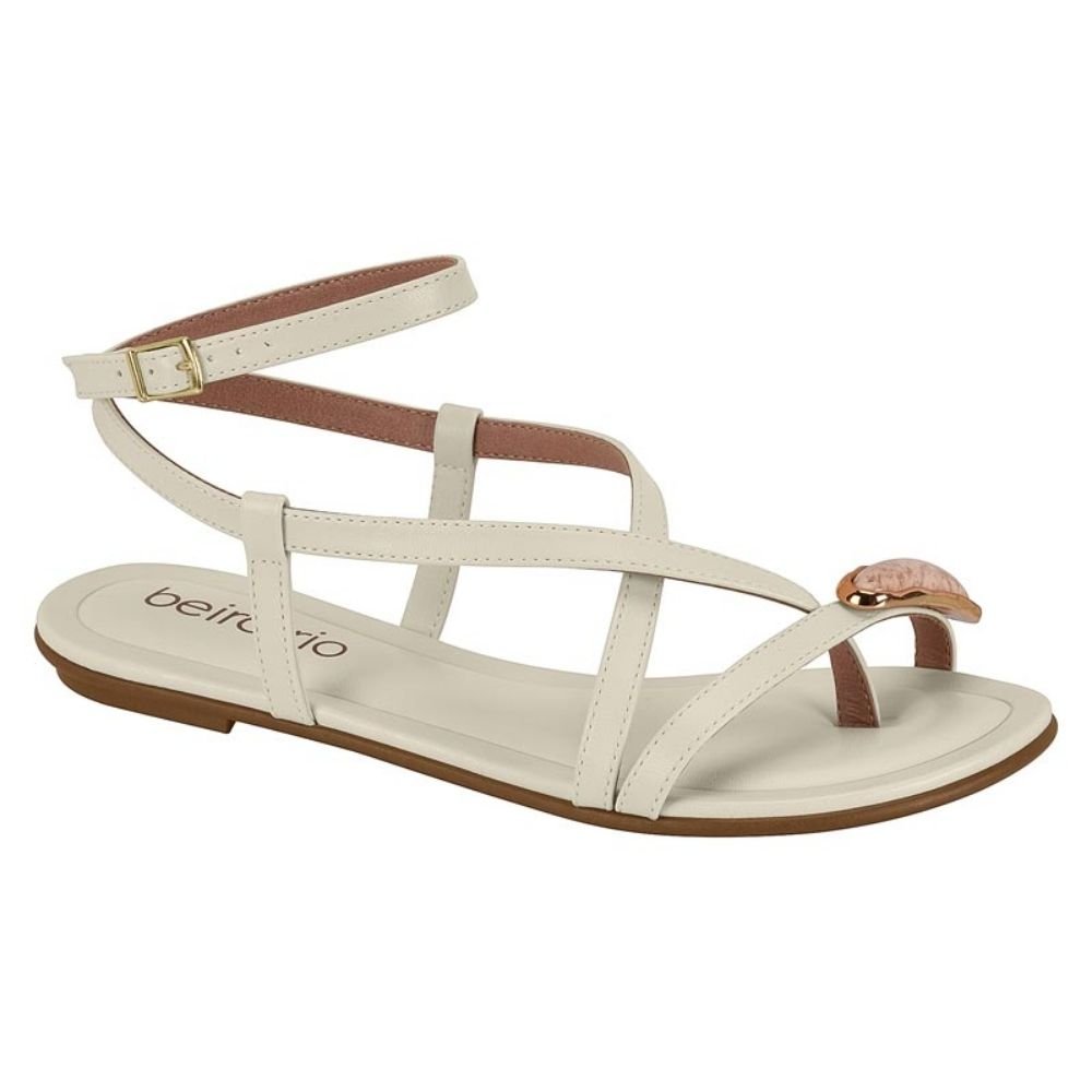 Sandália Rasteira Feminina Branco Off Beira Rio 8367.875