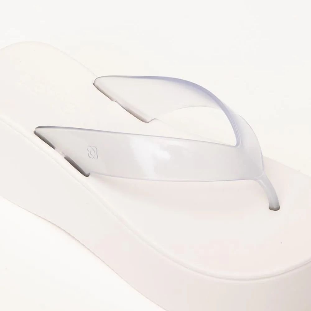 Chinelo Feminino Plataforma Plus II Translúcido White Petite Jolie PJ7703 Branco 3